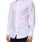 Dolce & Gabbana White GOLD Long Sleeve Dress Men Formal Shirt