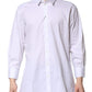 Dolce & Gabbana White GOLD Long Sleeve Dress Men Formal Shirt