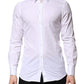 Dolce & Gabbana White GOLD Cotton Long Sleeves Men Formal Shirt