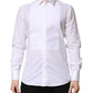 Dolce & Gabbana White GOLD Cotton Bib Dress Formal Shirt