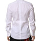 Dolce & Gabbana White GOLD Cotton Bib Dress Formal Shirt