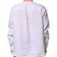 Dolce & Gabbana White Linen Long Sleeves Casual Men Shirt