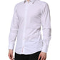 Dolce & Gabbana White GOLD Cotton Men Dress Formal Shirt