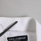 Dolce & Gabbana White GOLD Cotton Men Dress Formal Shirt