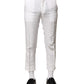 Dolce & Gabbana White Linen Mid Waist Cropped Pants