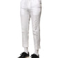 Dolce & Gabbana White Linen Mid Waist Cropped Pants