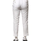Dolce & Gabbana White Linen Mid Waist Cropped Pants
