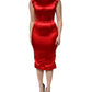 Dolce & Gabbana Red Acetate Sleeveless Sheath Midi Dress