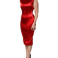 Dolce & Gabbana Red Acetate Sleeveless Sheath Midi Dress