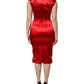 Dolce & Gabbana Red Acetate Sleeveless Sheath Midi Dress