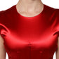 Dolce & Gabbana Red Acetate Sleeveless Sheath Midi Dress