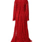 Dolce & Gabbana Red Floral Lace Rhinestone Embellished Dress