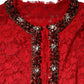 Dolce & Gabbana Red Floral Lace Rhinestone Embellished Dress