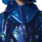 Dolce & Gabbana Blue Crystal Hooded Raincoat Jacket