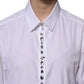 Dolce & Gabbana White Rhinestone Embellish Long Sleeves Top