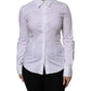 Dolce & Gabbana White Cotton Collared Long Sleeves Blouse Top