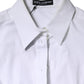 Dolce & Gabbana White Cotton Collared Long Sleeves Blouse Top