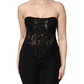 Dolce & Gabbana Black Cotton Floral Lace Corset Bustier Top
