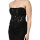 Dolce & Gabbana Black Cotton Floral Lace Corset Bustier Top