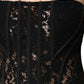 Dolce & Gabbana Black Cotton Floral Lace Corset Bustier Top
