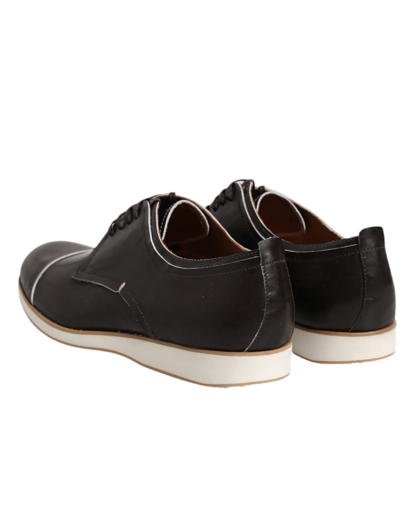 Pollini Dark Brown Leather Derby Lace Up Dress Formal Shoes