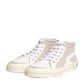 HIDE & JACK White Beige Lace Up Mid Top Casual Sneakers Shoes