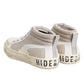 HIDE & JACK White Beige Lace Up Mid Top Casual Sneakers Shoes