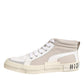 HIDE & JACK White Beige Lace Up Mid Top Casual Sneakers Shoes