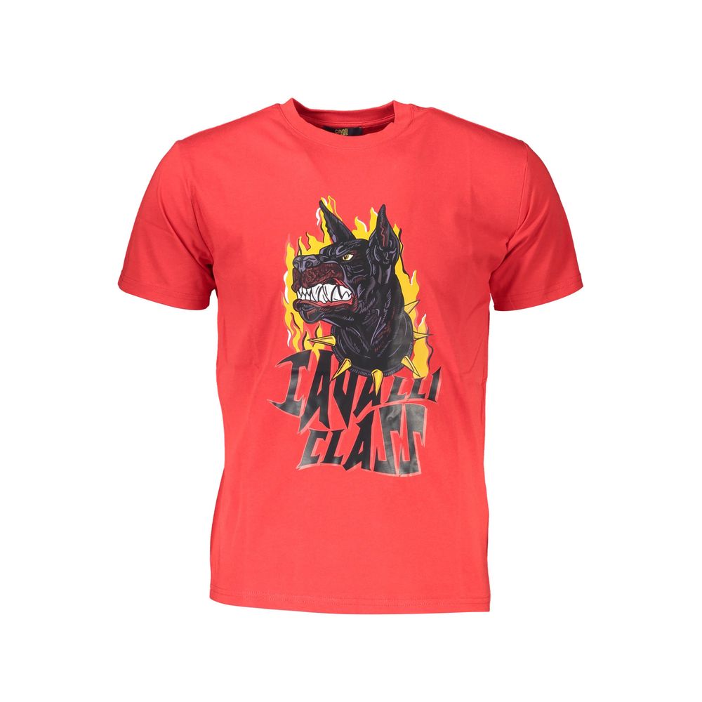Cavalli Class Red Cotton Men T-Shirt Mens T-Shirt