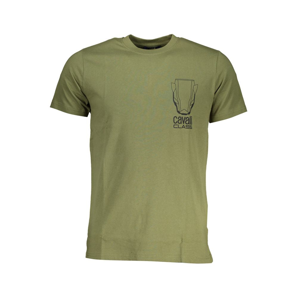 Cavalli Class Green Cotton T-Shirt Mens T-Shirt