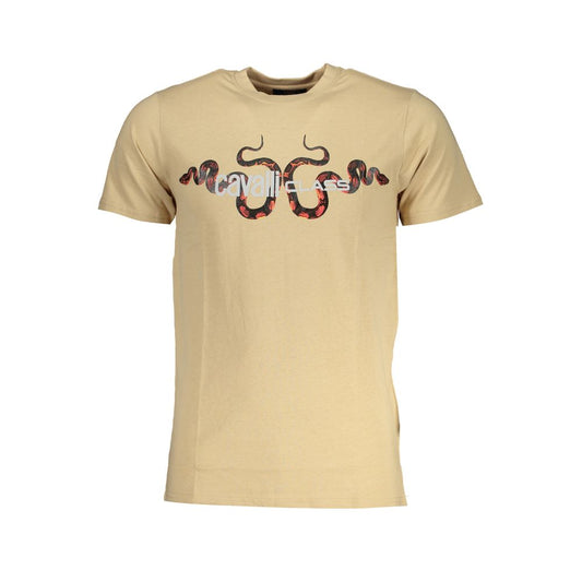 Cavalli Class Beige Cotton T-Shirt Mens T-Shirt