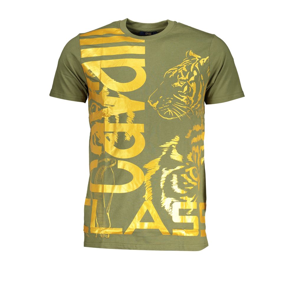 Cavalli Class Green Cotton T-Shirt Mens T-Shirt