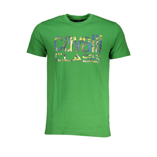 Cavalli Class Green Cotton T-Shirt Mens T-Shirt