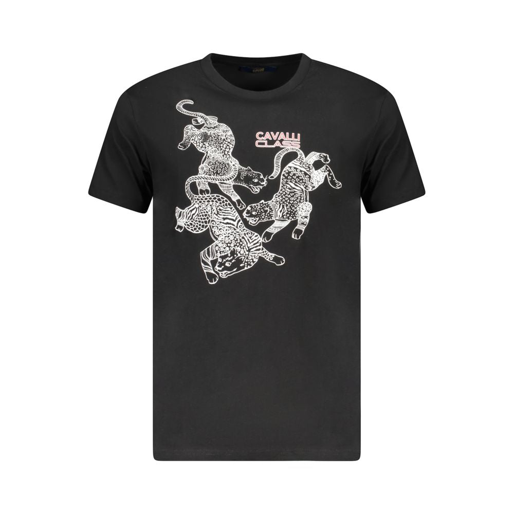 Cavalli Class Black Cotton Men T-Shirt Mens T-Shirt