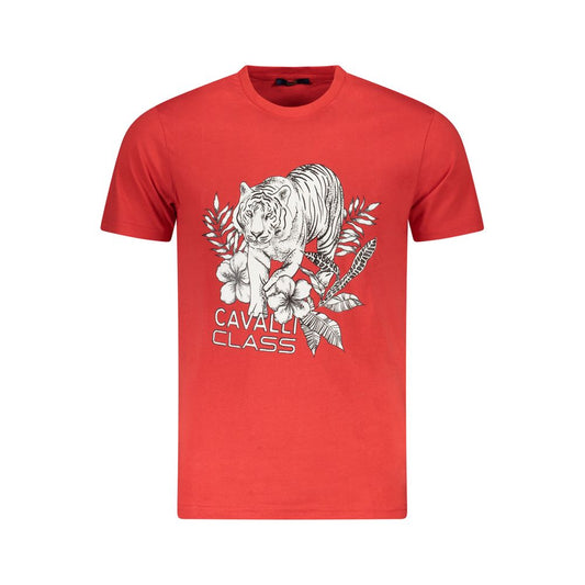 Cavalli Class Red Cotton Men T-Shirt Mens T-Shirt