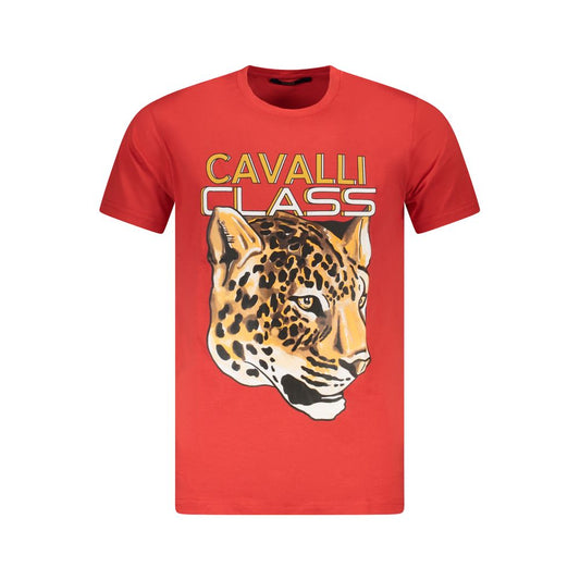 Cavalli Class Red Cotton Men T-Shirt Mens T-Shirt