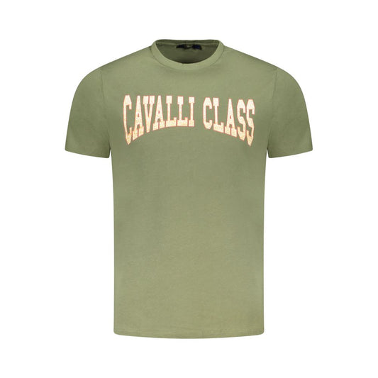 Cavalli Class Green Cotton Men T-Shirt Mens T-Shirt