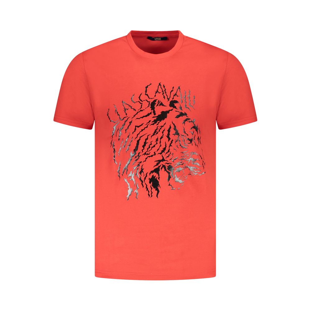Cavalli Class Red Cotton Men T-Shirt Mens T-Shirt