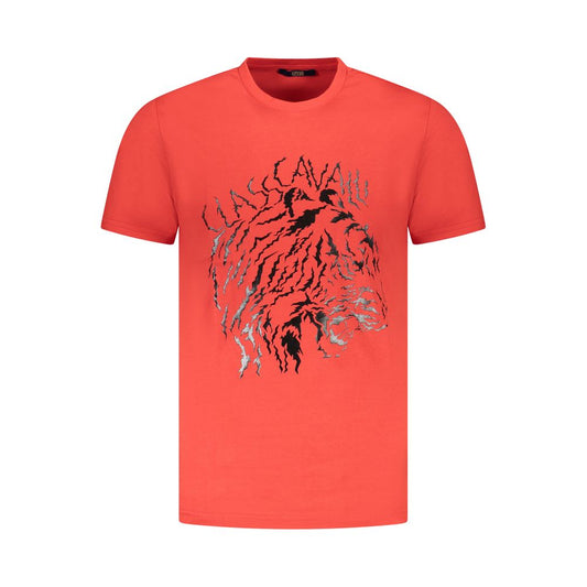 Cavalli Class Red Cotton Men T-Shirt Mens T-Shirt