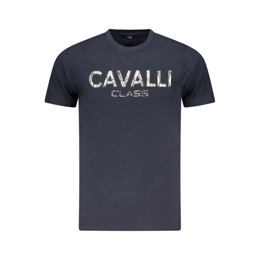 Cavalli Class Blue Cotton Men T-Shirt Mens T-Shirt