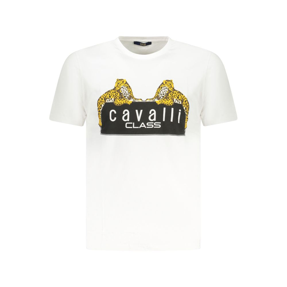 Cavalli Class Bianco Cotton Men T-Shirt Mens T-Shirt