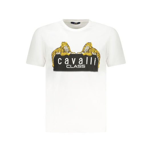 Cavalli Class Bianco Cotton Men T-Shirt Mens T-Shirt