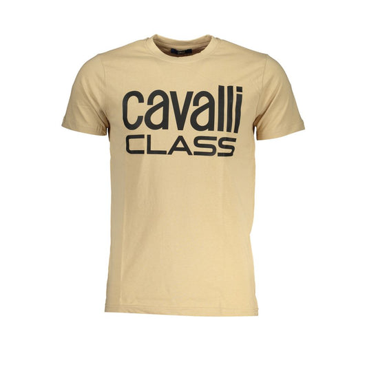 Cavalli Class Beige Cotton T-Shirt Mens T-Shirt