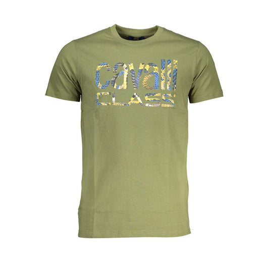 Cavalli Class Green Cotton T-Shirt Mens T-Shirt