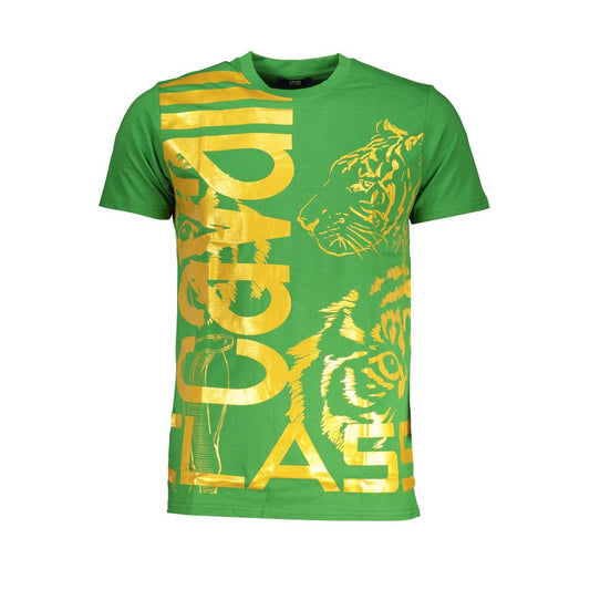 Cavalli Class Green Cotton T-Shirt Mens T-Shirt