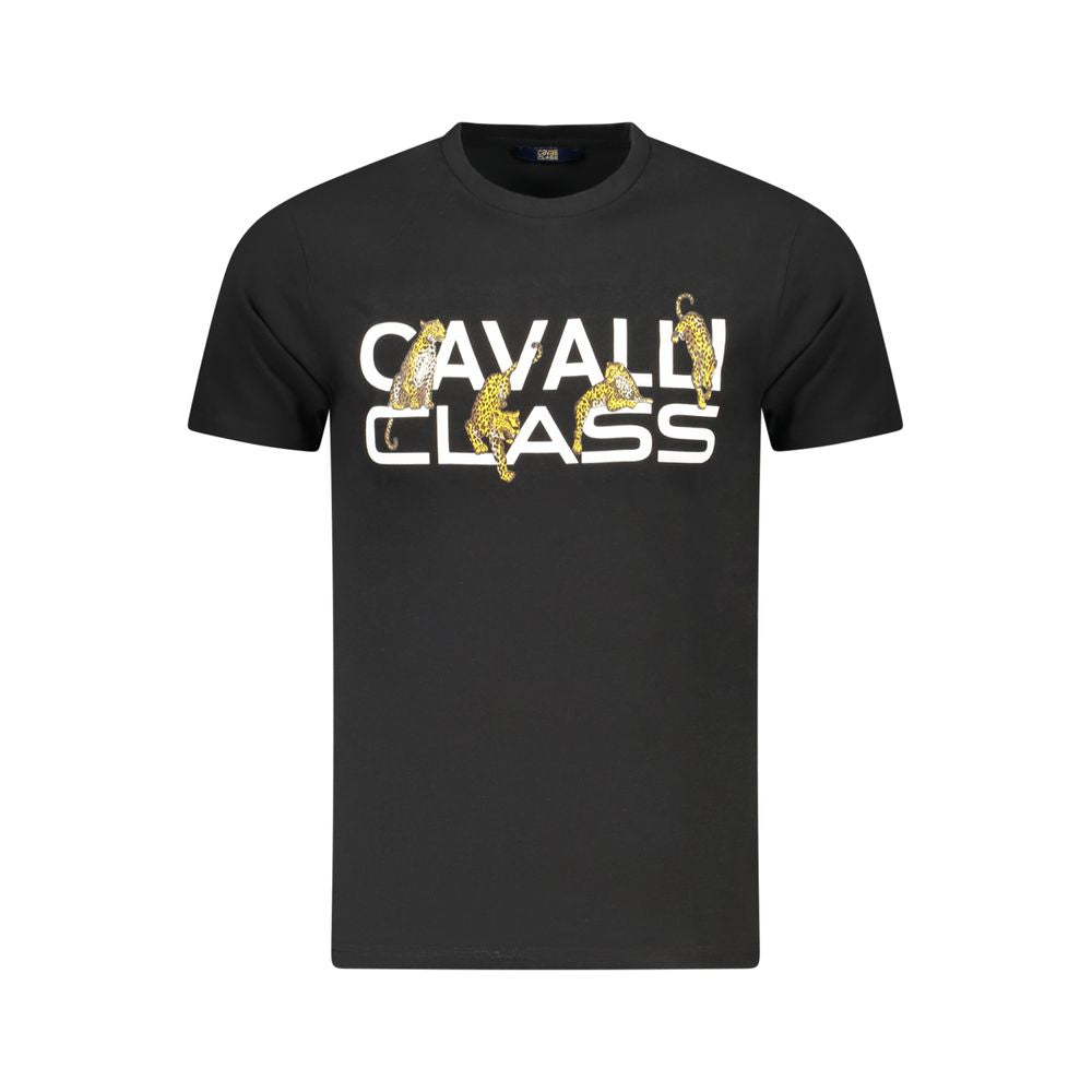 Cavalli Class Black Cotton Men T-Shirt Mens T-Shirt