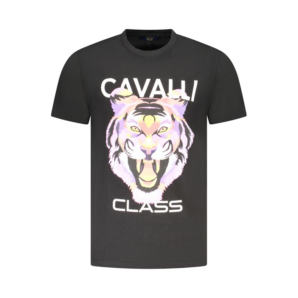 Cavalli Class Black Cotton Men T-Shirt Mens T-Shirt