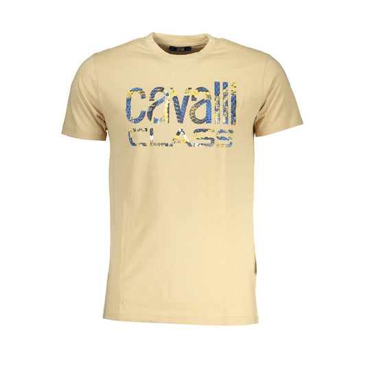 Cavalli Class Beige Cotton T-Shirt Mens T-Shirt