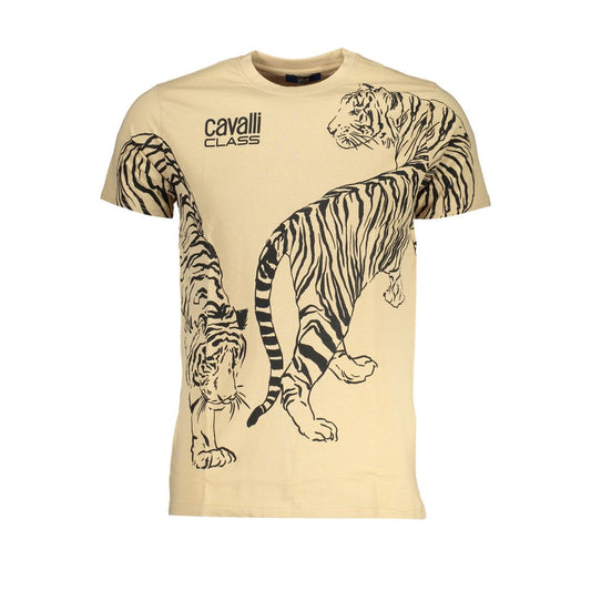Cavalli Class Beige Cotton T-Shirt Mens T-Shirt