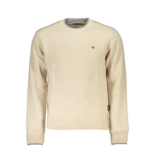 Napapijri Beige Fabric Men Sweater Mens Sweater